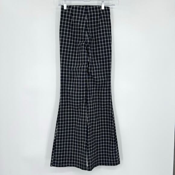 Aeropostale Plaid Flare Pants Elastic Waist Black White Academia Womens Sz XS - Picture 8 of 11